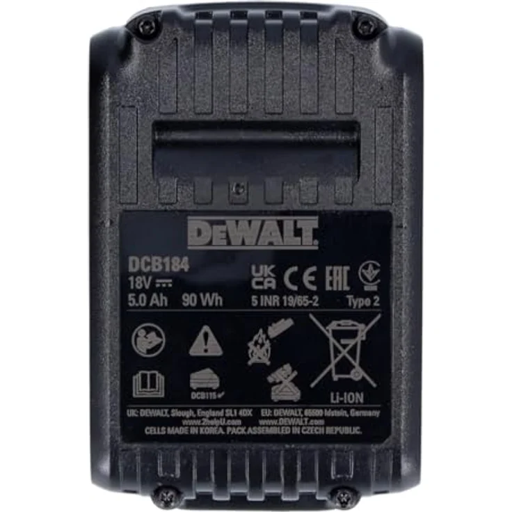 DeWalt DCB 184 P4 Akkupack 18 V 5,0 Ah / 5000 mAh 4 Stk. XR Li-Ion Akku - mit Ladestandanzeige – Bild 4