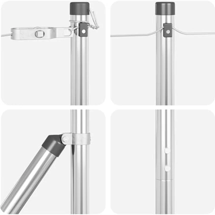 vidaXL Zaunpfosten 7 Stück Ø32 mm 150 cm, Verzinkter Stahl, Silber, Wetterfest und einfach zu montieren – Bild 5