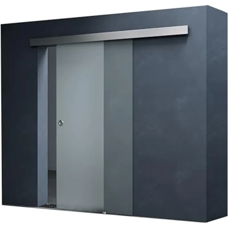 Mai & Mai Glasschiebetür komplettset Amalfi in Vollsatiniert, Griffart: Muschelgriff, BxH: 77,5x205cm, 8mm ESG-Sicherheitsglas