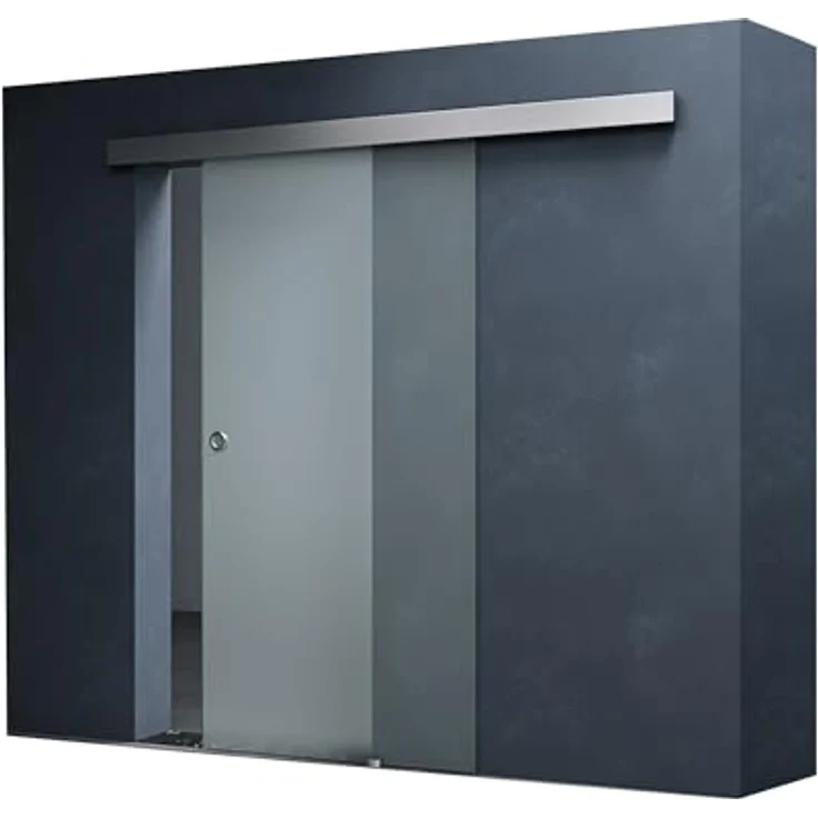 Mai & Mai Glasschiebetür komplettset Amalfi in Vollsatiniert, Griffart: Muschelgriff, BxH: 77,5x205cm, 8mm ESG-Sicherheitsglas – Bild 1