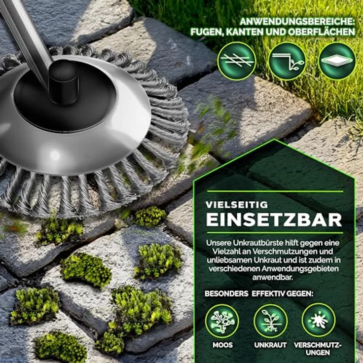 tillvex Benzin-Rasentrimmer tillvex® Unkrautbürste Wildkrautbürste Motorsense Freischneider, (Packung) - Profi Unkrautbürste für Freischneider mit 36 Stahldrahtbürsten, hitzebeständig und langlebig, inkl. Montagezubehör – Bild 2