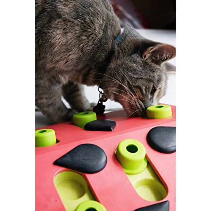 Nina Ottosson Tier-Intelligenzspielzeug Puzzle & Play Melon Madness rot, Beschäftigung für Katzen mit 14 versteckten Leckerli-Fächern – Bild 6