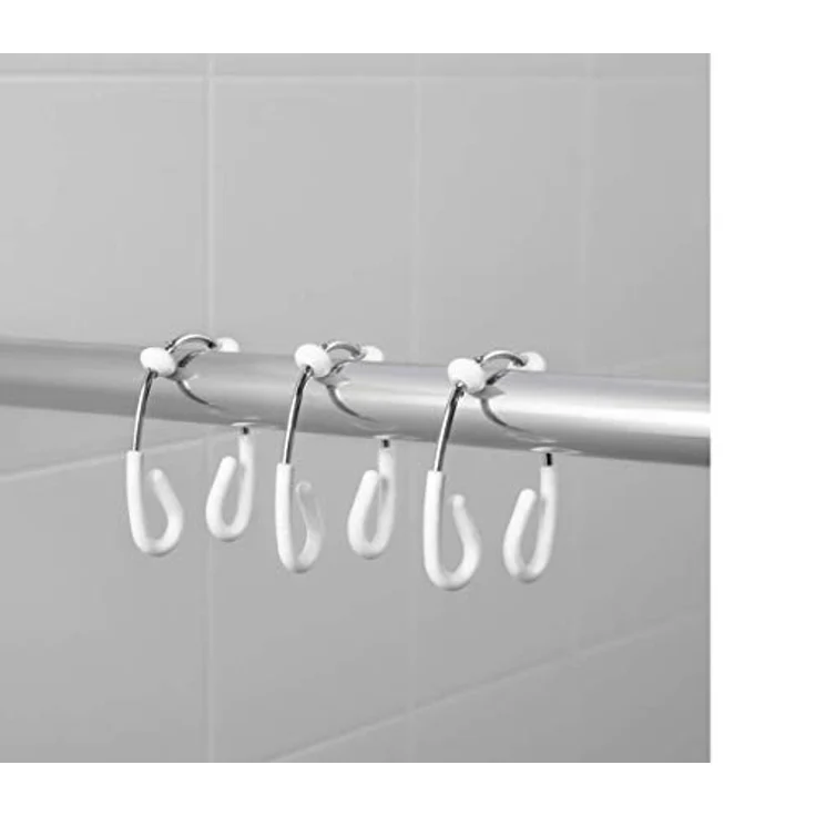 Umbra Flex Doppel-Duschvorhangringe, Weiß-Chrom, – Bild 6