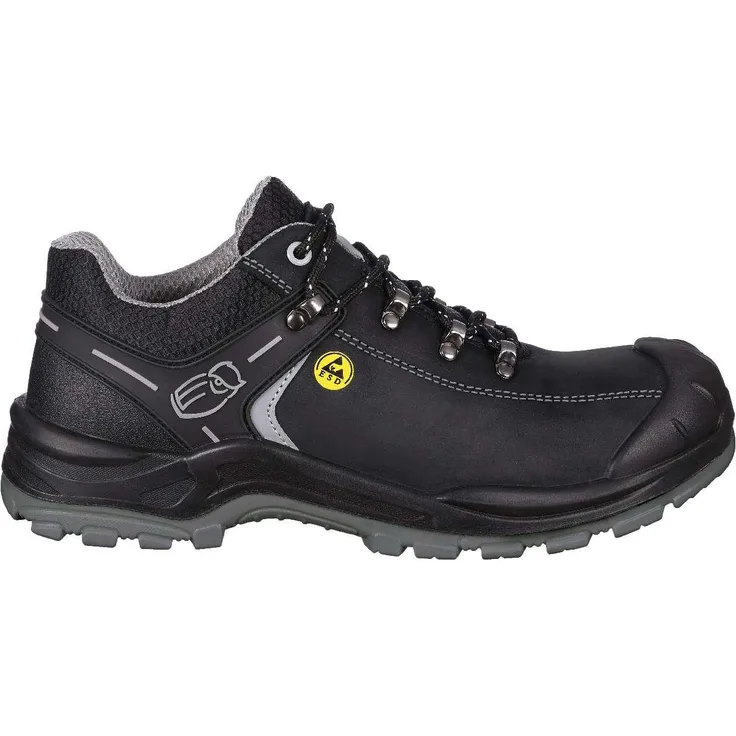 LEIBWÄCHTER L3122 Leipzig, Halbschuh S3, Fiberglas-Zehenschutzkappe, atmungsaktives Mesh-Innenfutter, schwarzes Crazy-Horse-Leder, rutschhemmend, ölbeständig, Größe 37