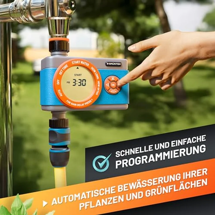 GRÜNTEK Digitale Bewässerungssteuerung, Flexibler Bewässerungscomputer mit Digitalanzeige, Timer von 1 bis 360 Minuten, wocheweise programmierbar – Bild 2