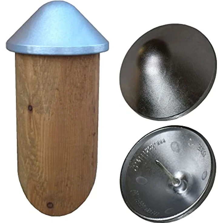 Gartenwelt Riegelsberger Pfostenkappe rund ø 130 mm Aluminium blank Kappe für Pfosten mit Dorn Zaunkappe Abdeckkappe – Bild 2