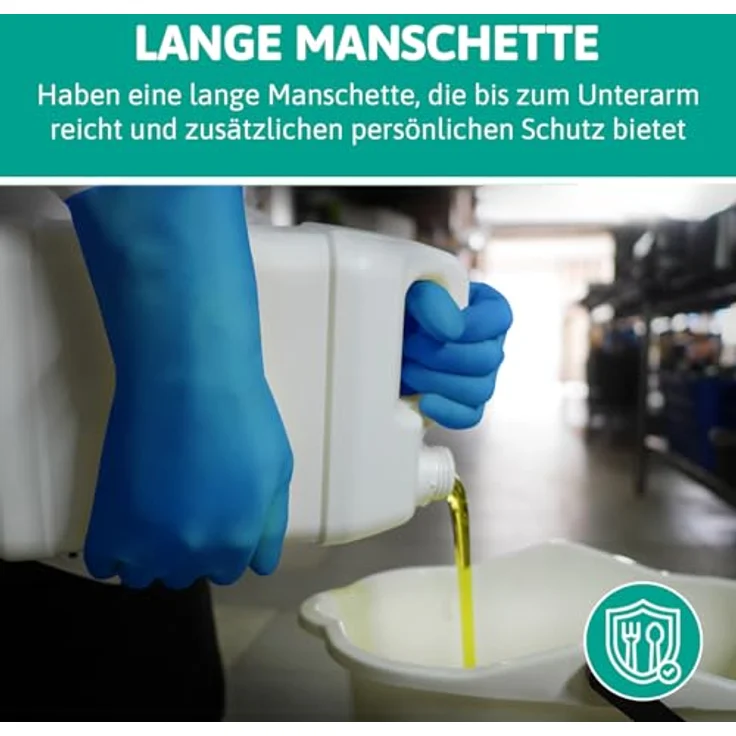 Ansell AlphaTec 37-310 Nitril-Handschuh Lang, für die Zubereitung von Lebensmitteln sowie Reinigungs- und Mechanikarbeiten, Blau, Größe 11 (12 Paar) – Bild 6