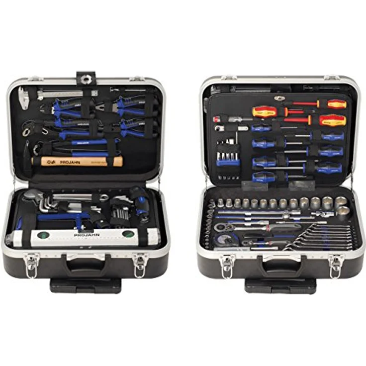 Projahn Werkzeug Trolly Set 130-tlg. (Nuss Satz, Ratschen Satz mit 6-Kant 1-2 Zoll Einsätze, inkl. Schrauberbits, Knarre 48 Zähne, ABS Kunststoffkoffer mit Rollen) 4963-01 – Bild 2
