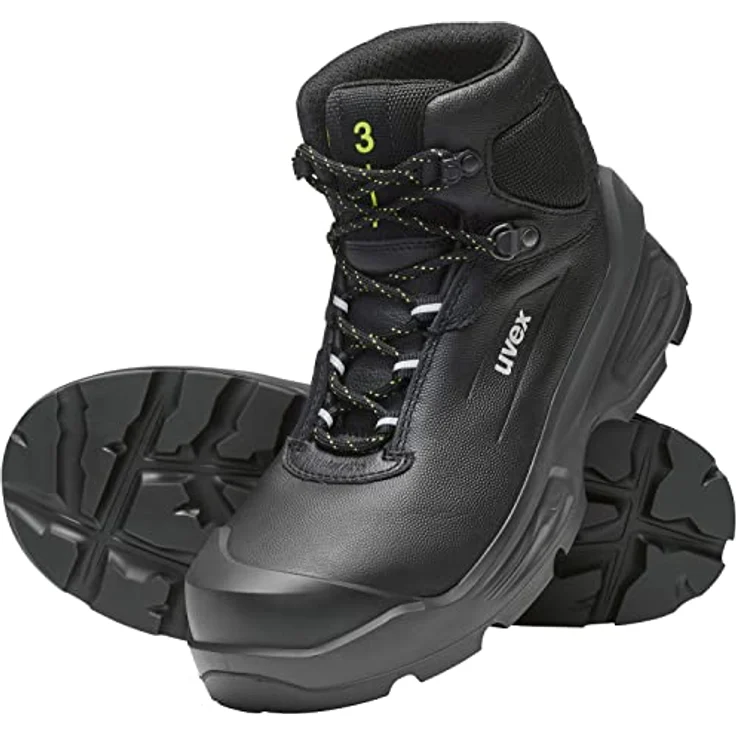 Uvex 3 Sicherheitsstiefel S3, robuster Schnürstiefel mit Wasserabweisendem Leder, Schuhgröße 42, Schwarz – Bild 5