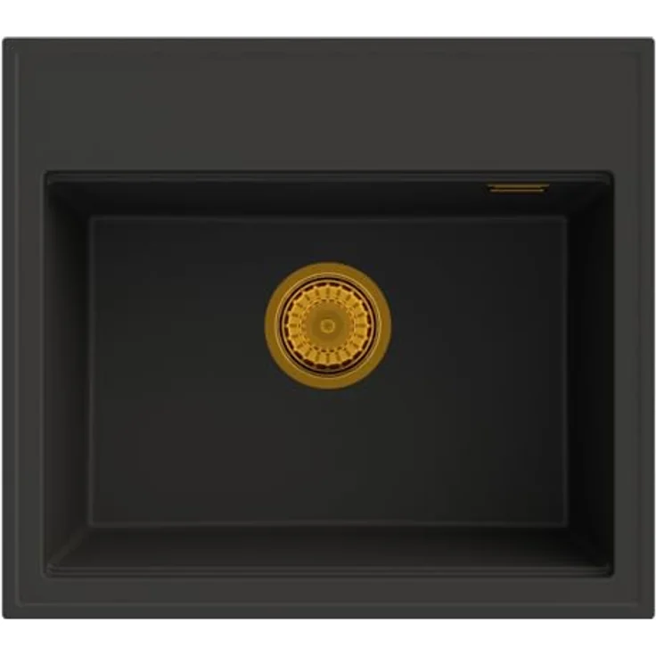 Granitan Granitspüle FOXAL Küchenspüle, Temperaturwechselbeständig, große Beckentiefe 19,5cm, Platzsparend, 55,5 x 46,5 cm, GraniProtect Imprägnierung 30ml, Holzspülenbrett, Chrom Handsiphon – Bild 3