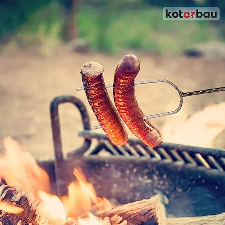 KOTARBAU® Lagerfeuer Spieße lang, 120 cm, 10er Set aus robustem Stahl mit ergonomischem Holzgriff – Bild 2