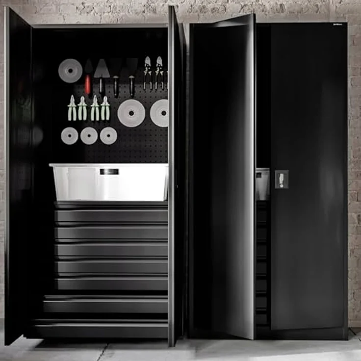 Jan Nowak Werkzeugschrank Darek, Metall mit 7 ausziehbaren Schubladen, Schwarz, H x B x T: 185 x 92 x 50 cm – Bild 2