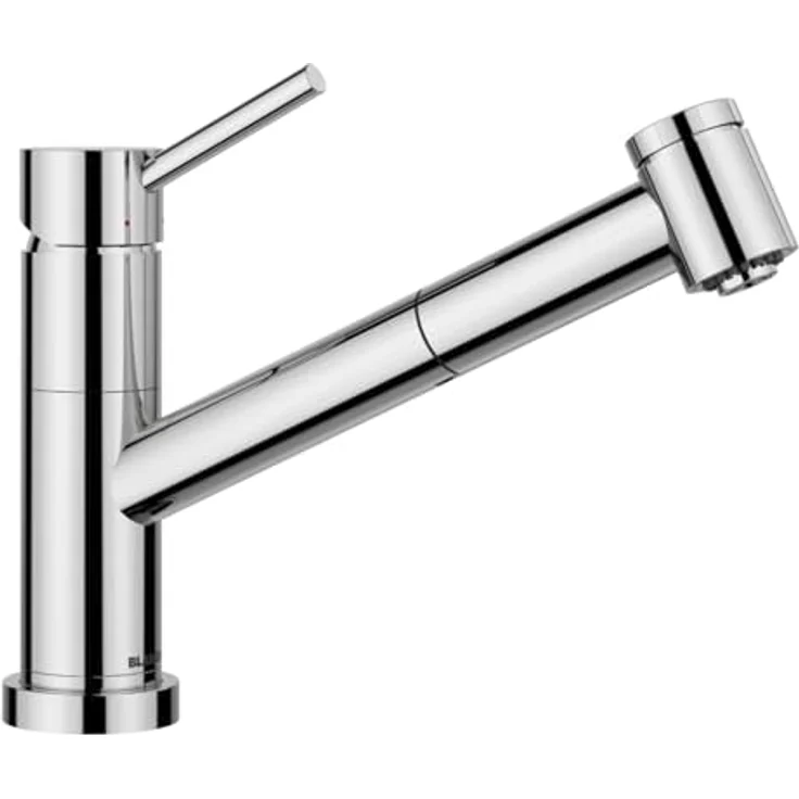 Blanco KANO-S-F VARIO Niederdruck Küchenarmatur, ausziehbarer Brauseschlauch, schwenkbarer Auslauf, Chrom – Bild 1
