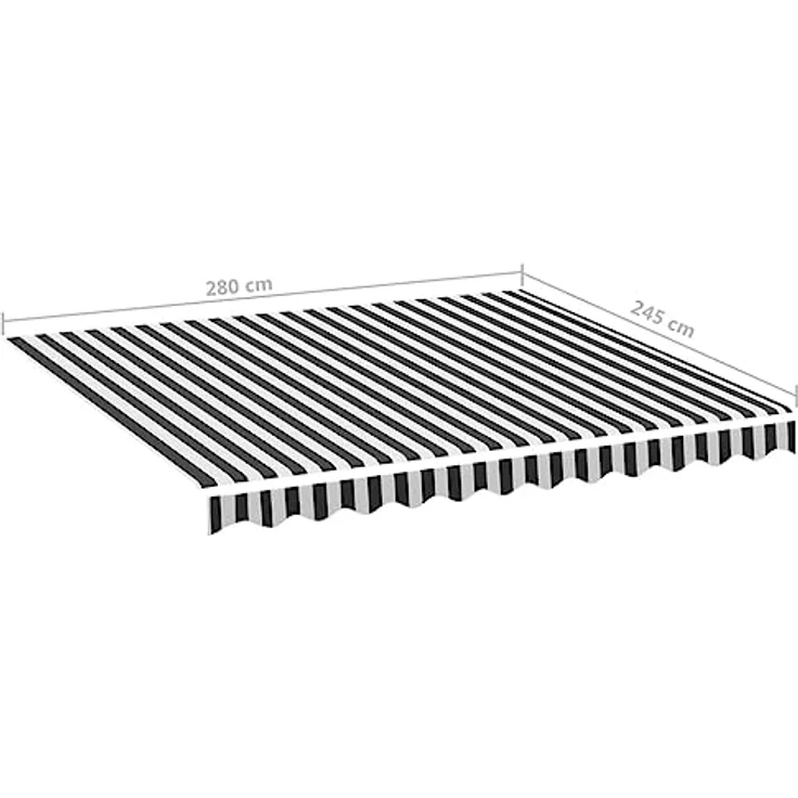 DELUKE® Markisenbespannung Markisenstoff Wasserabweisend Reißfest | Anthrazit-Weiß, 300x250cm Rahmen, UV 60+, für Markise mit Volant - Sonnenschutz Markisenzubehör – Bild 2