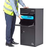 Smart Parcel Box XL Schwarz 49x45x103 cm, Paketbriefkasten zur Wand- oder Bodenmontage, für Zuhause & Unternehmen, mit Entnahme vorne & hinten