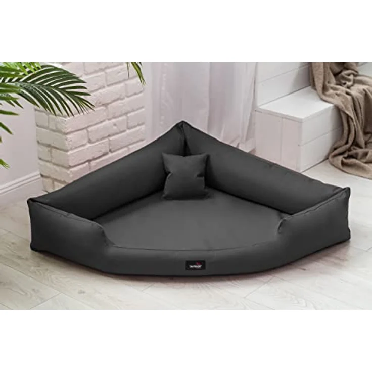 tierlando® Trivia | Orthopädisches Hundebett Robustes Polyester Visco Eckbett Eckhundebett Gr. M 80cm Graphit Grau – Bild 2