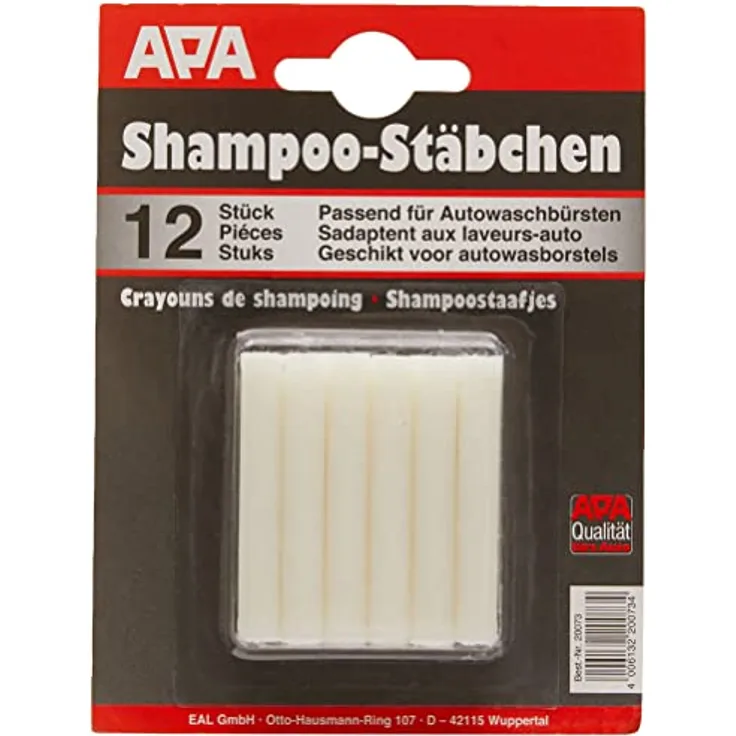 APA APA Shampoostäbchen für Waschbürsten, 12 Stück, biologisch abbaubar und umweltfreundlich