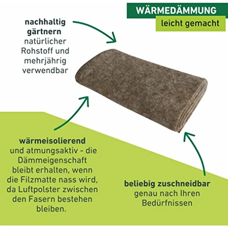 Windhager Schafwoll-Filzmatte, Kälteschutzmatte Filzabdeckung, Frostschutz für Pflanzen 06038 – Bild 4