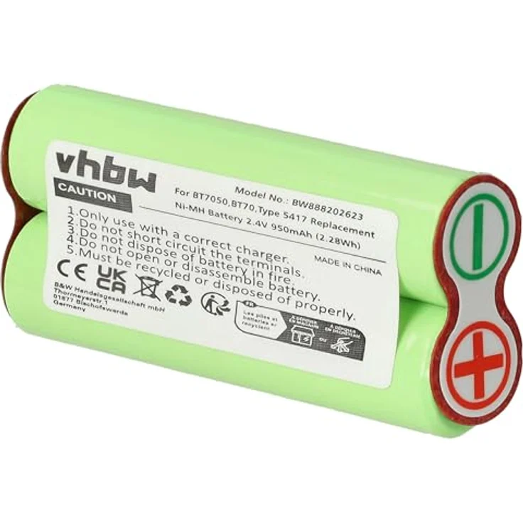 Vhbw Akku für Braun BT5090, BT70, BT7050, CruZer 6, Series 7 Rasierer, 950mAh, 2,4V, NiMH – Bild 1