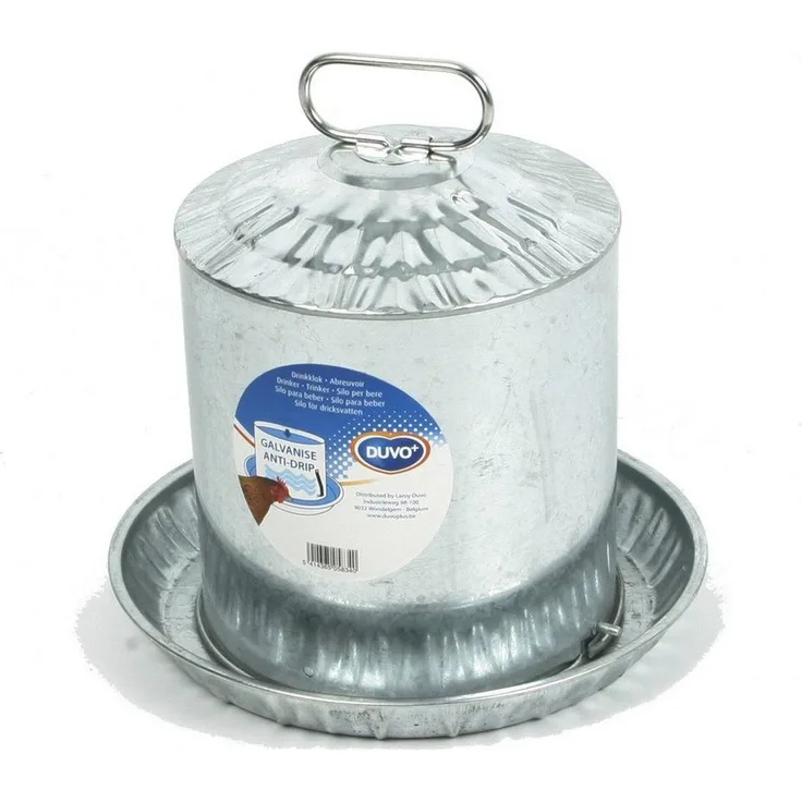 DUVO+ Wasserspender Tränke galvanisiert, 10 l zuverlässiges Wassersilo für Hühner, robuste Materialien