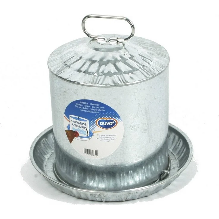 DUVO+ Wasserspender Tränke galvanisiert, 10 l zuverlässiges Wassersilo für Hühner, robuste Materialien