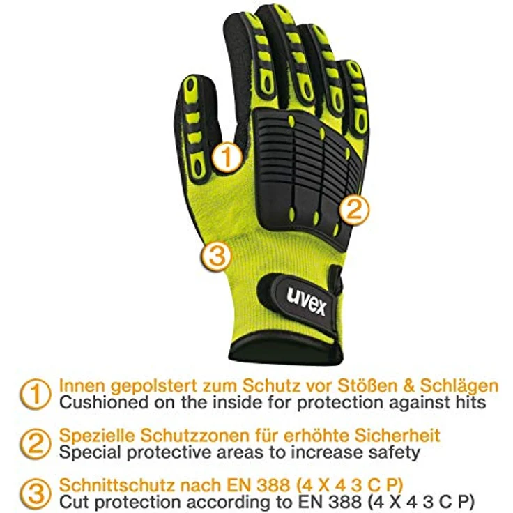 Uvex Synexo Impact 1 Schnittschutzhandschuhe - Gelb-Schwarz - Gr 07 (S) – Bild 3