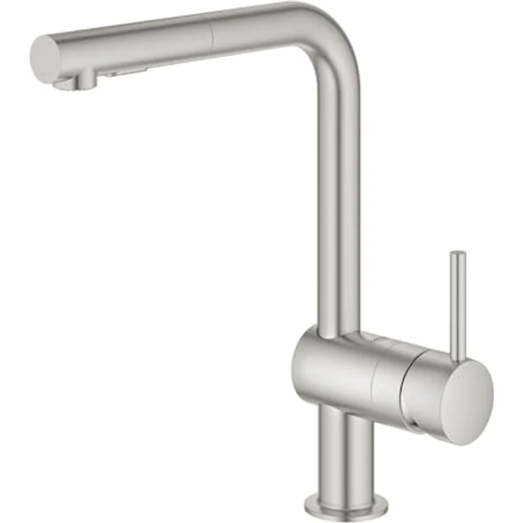 Grohe Minta Einhand-Spültischbatterie mit ausziehbarer Brause L-Auslauf, Supersteel – Bild 5