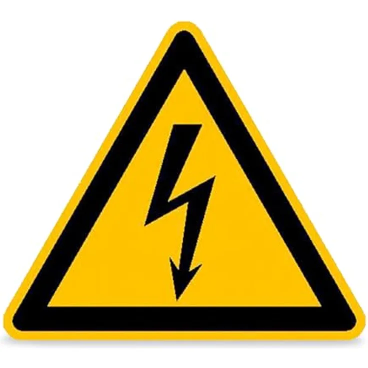 Betriebsausstattung24 Warnschild Warnung vor elektrischer Spannung, geprägtes Aluminium, 40 cm, gelber Hintergrund mit schwarzem Blitzsymbol, made in Germany