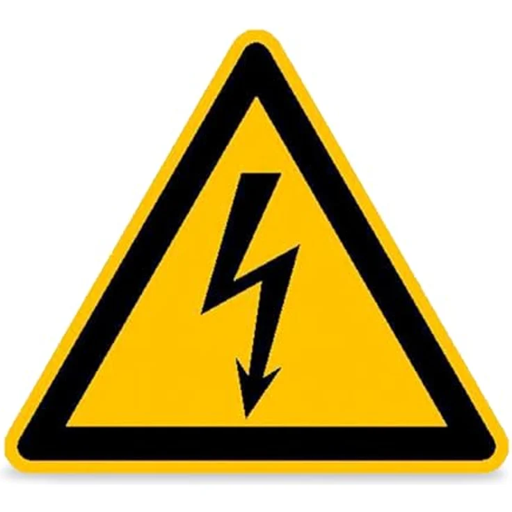 Betriebsausstattung24 Warnschild Warnung vor elektrischer Spannung, geprägtes Aluminium, 40 cm, gelber Hintergrund mit schwarzem Blitzsymbol, made in Germany – Bild 1