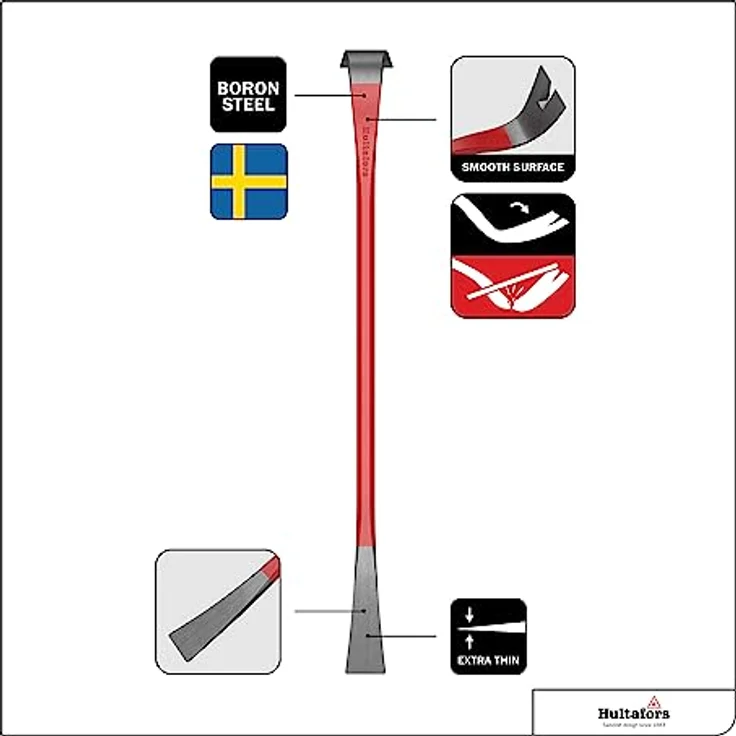 Brecheisen 500mm I Hultafors I Stemmt bis zu 200kg I Brechstange aus hochwertigem schwedischem Borstahl I Präzisionsgeschmiedetes Brecheisen mit hoher Hebelwirkung I 824010 – Bild 3