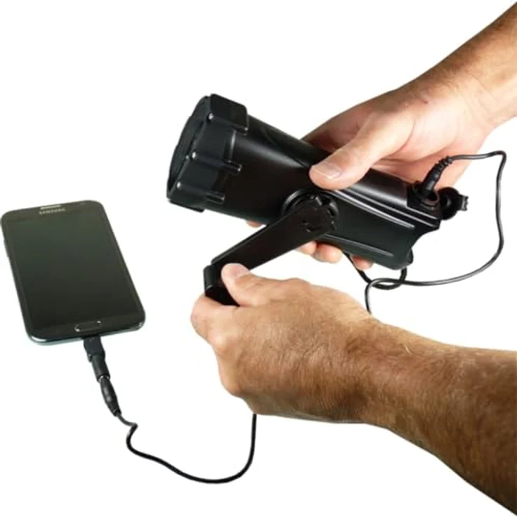 POWERplus Shark Wasserdichtes Dynamo Kurbel / USB aufladbares LED-Taschenlampe / Not Ladegerät Schwarz – Bild 5