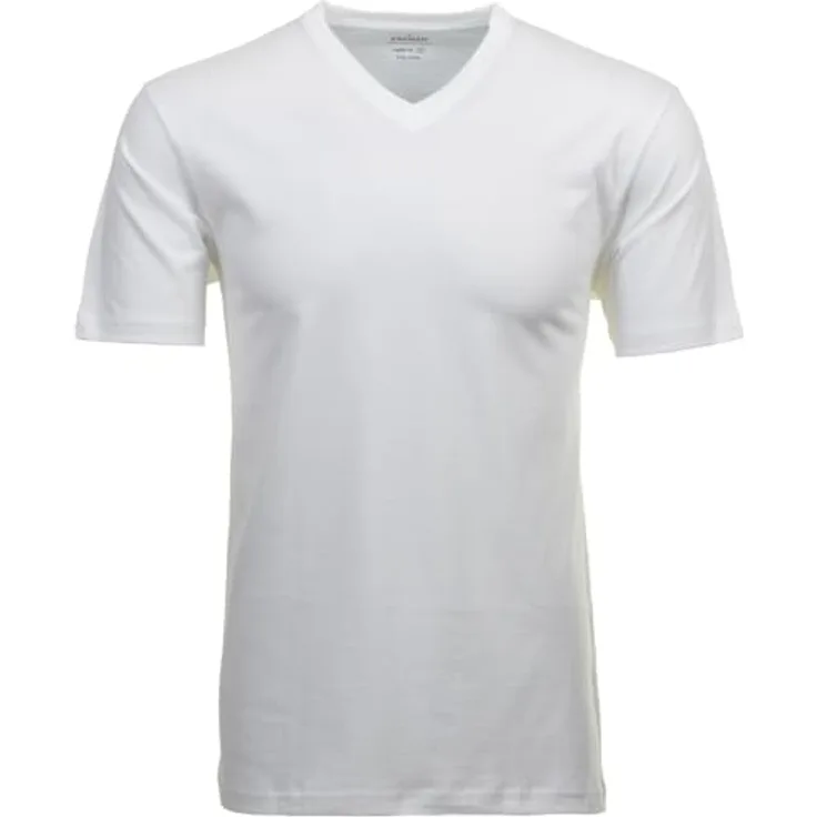 Ragman Herren V-Neck T-Shirt, kurzarm, casual, bequem sitzend, Baumwolle, weiß, Größe M