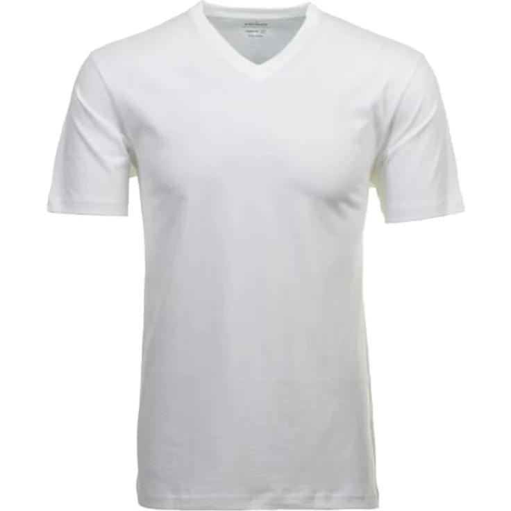 Ragman Herren V-Neck T-Shirt, kurzarm, casual, bequem sitzend, Baumwolle, weiß, Größe M – Bild 1