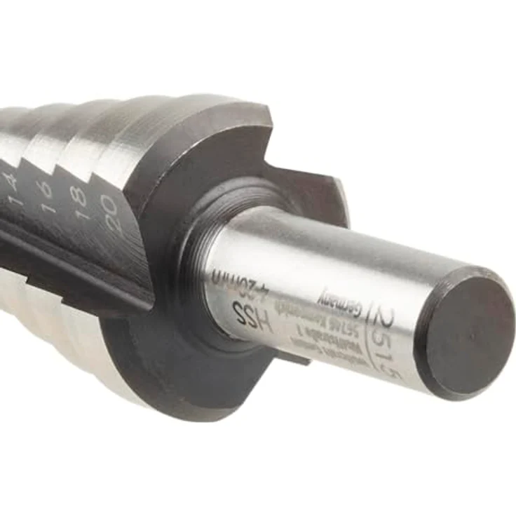 Wolfcraft 2515000 HSS Stufenbohrer 4 - 20mm, Metallbohrer mit 3-Schneiden-Geometrie und 90°-Senkwinkel, für präzises Anbohren und Entgraten, Made in Germany – Bild 4