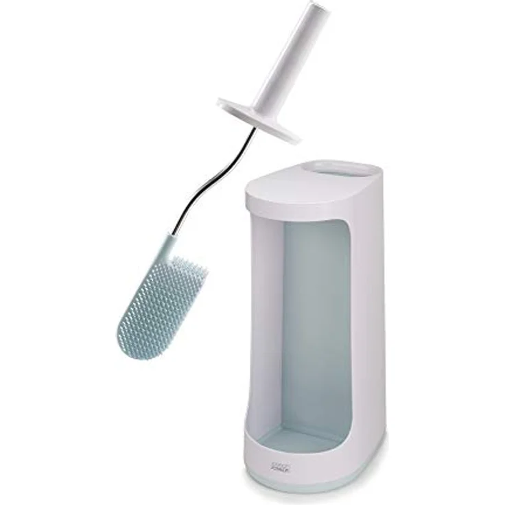 Joseph Joseph Flex Plus - Hygienische Silikon-Toilettenbürste mit extragroßem Aufbewahrungsbehälter, Anti-Tropf- und Anti-Verstopfungs-Kopf - Blau/Weiß, X-Large – Bild 1