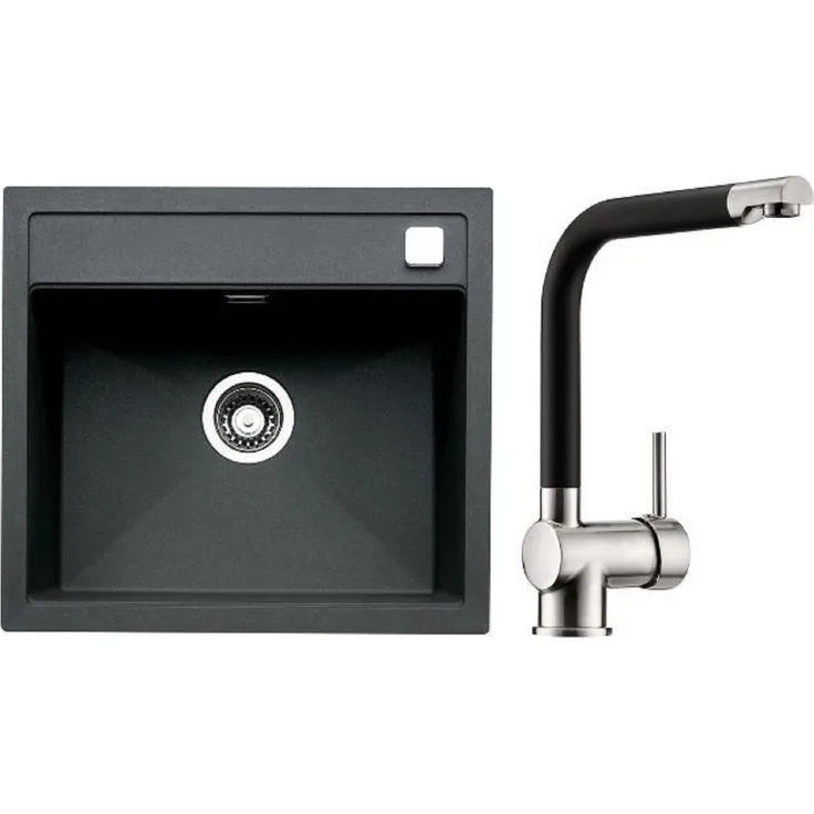 Naber Einbauspüle Angola 56 granit nero mit Armatur Drive 1S 1041009, Composite Einzelbecken, schwenkbarer Auslauf, schwarz - Preisvergleich