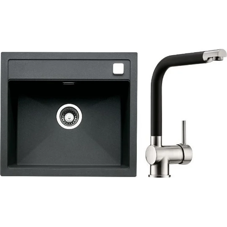 Naber Einbauspüle Angola 56 granit nero mit Armatur Drive 1S 1041009, Composite Einzelbecken, schwenkbarer Auslauf, schwarz - Preisvergleich