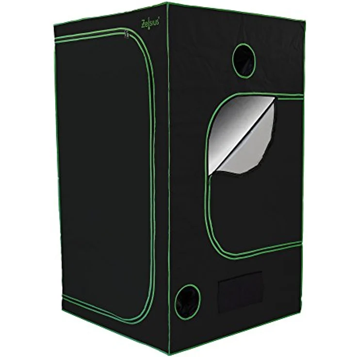 Zelsius Grow Tent 140 x 140 x 200 cm, lichtundurchlässig und hochreflektierend, schwarz/grün für Indoor Pflanzenzucht – Bild 1