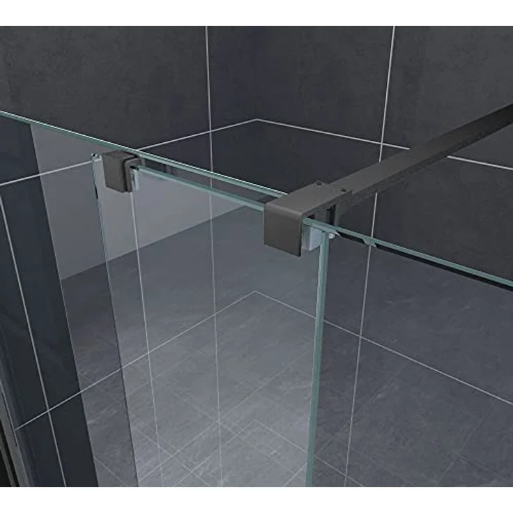 Glasdeals Inh. Lars Apitius Schiebetür-Duschwand TRAVERSO, Schwarz, 180 x 200 cm, Gehärtetes Glas, 8 mm – Bild 4