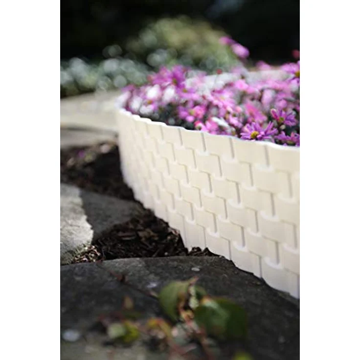 6,4 m Rasenkante mit 8 Elemente á 80 cm - Biegbarer Kunststoff in Rattan-Design - Beeteinfassung, Beetumrandung, Palisaden - 20 cm hoch – Bild 4