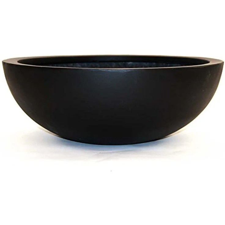 Elegant Einrichten Pflanzkübel Fiberglas Schale-Rund, D46xH16cm, matt schwarz, wasserdicht und UV-beständig – Bild 4