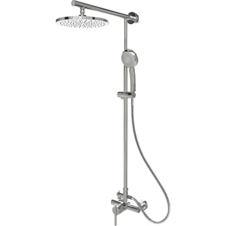 Schulte Duschsystem Regendusche, Einhebelmischer mit Kopfbrause rund, verchromt, antikalkbeschichtet, flexible Höhenverstellung – Bild 4