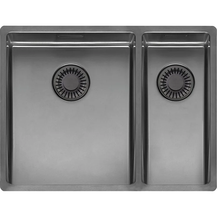 REGINOX Edelstahlspüle Reginox Einbaubecken New York 34x40+18x40, 58/44 cm, Seidenglanz, für Unterbau und flächenbündigen Einbau, hygienischer Integralablauf