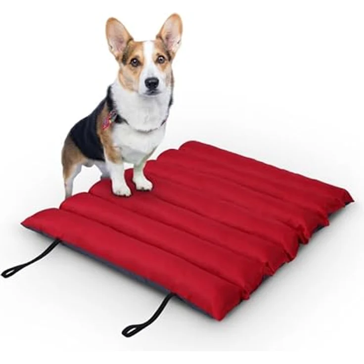 Bestlivings Hundematte 85x70cm (Rot) - Outdoor - wasserabweisend & atmungsaktiv - Hundebett gepolstert - waschbares Hundekissen für draußen – Bild 1