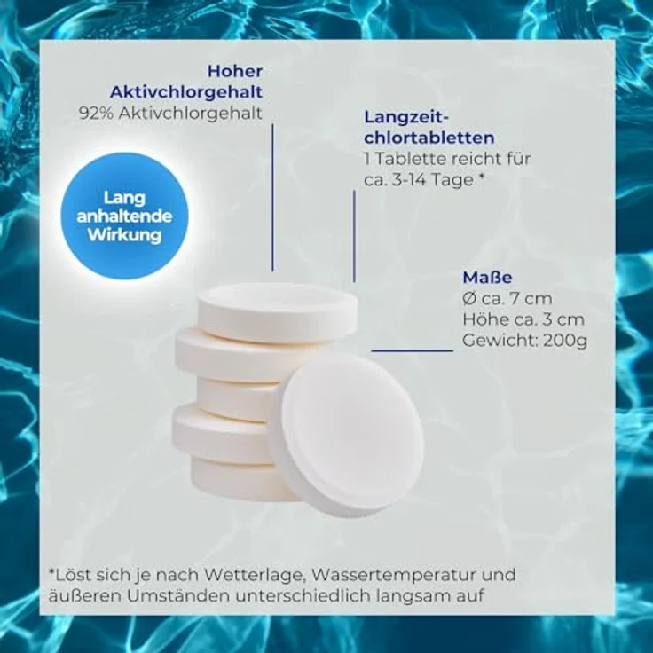 3 kg - PoolsBest® Chlor L 200g Tabletten 92% Aktivchlor langsamlöslich – Bild 4