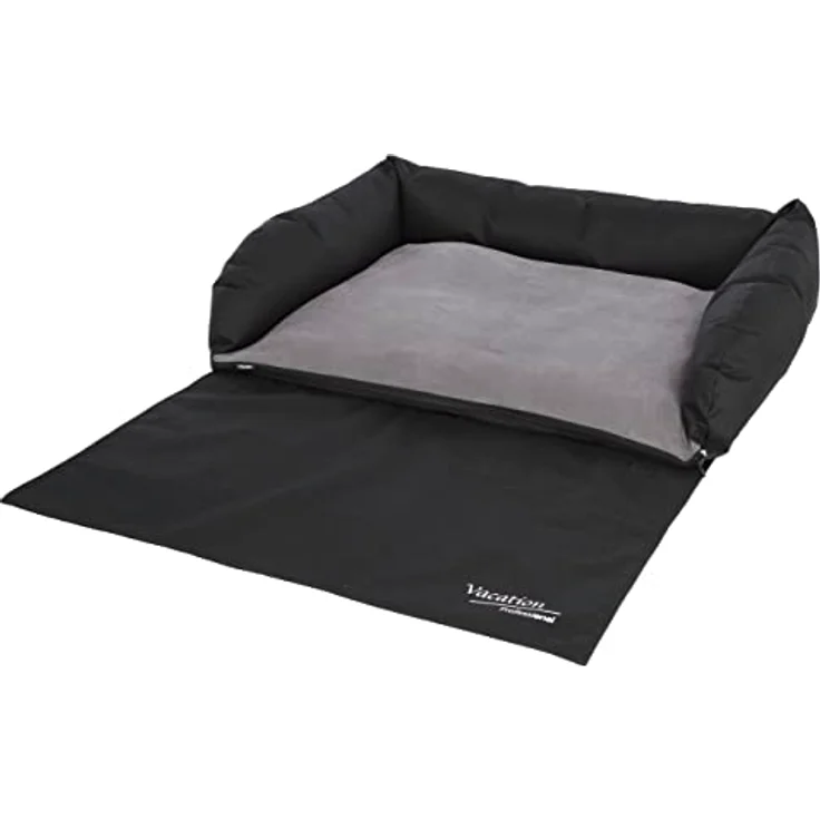 Kerbl Pet Hundebett / Hundekissen für Kofferraum, Gepolsterte Liegefläche waschbar, Schutz vor Schmutz & Kratzern, Mit Stoßstangenschutz Schwarz/Grau, 80L x 60B x 15D cm – Bild 1