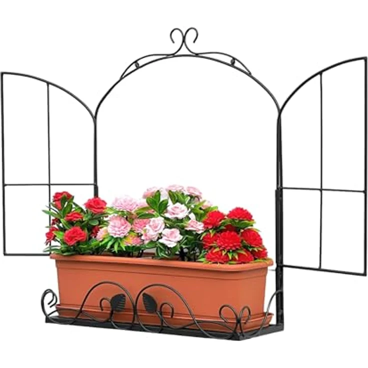 DanDiBo Wandblumenhalter Fenster Schwarz Metall Wand Blumenständer Blumenregal Wandregal Regal – Bild 3