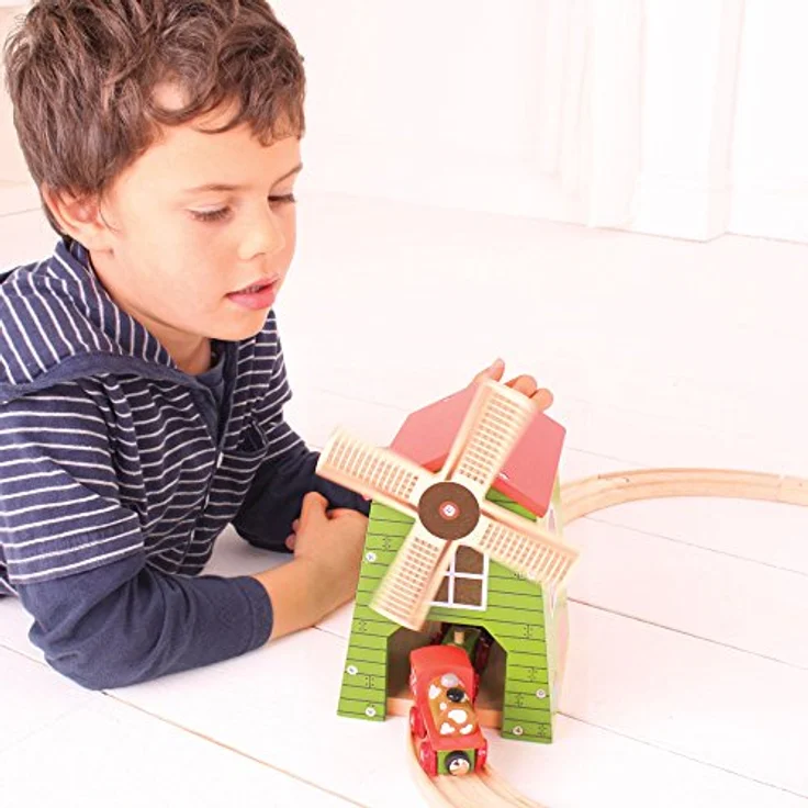 Bigjigs Rail Ländliche Windmühle, hochwertige Holzspielzeug für Kinder ab 3 Jahren, Höhe 220mm – Bild 2