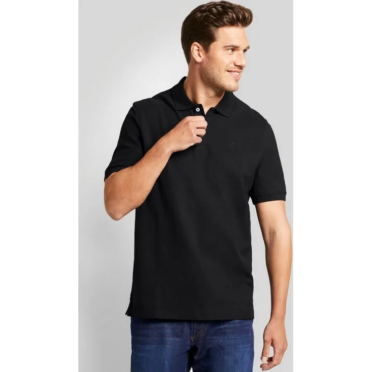 bugatti Poloshirt mit Logostickerei, hüftbedeckend und weich auf der Haut, Navy