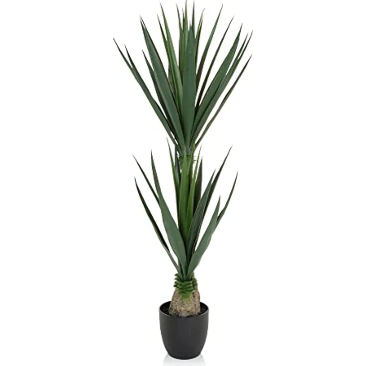 hjh OFFICE Kunstpflanze Yucca Palme Höhe 135 cm Palmlilie Kunstbaum groß Zimmerpflanze künstlich, 871007 – Bild 1